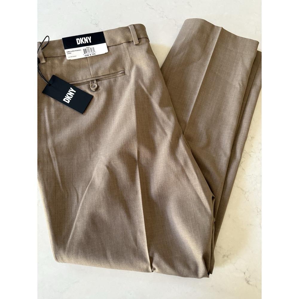 DKNY‎ 40x30 Tan Brown Men's Flat Front Dress Pants NWT